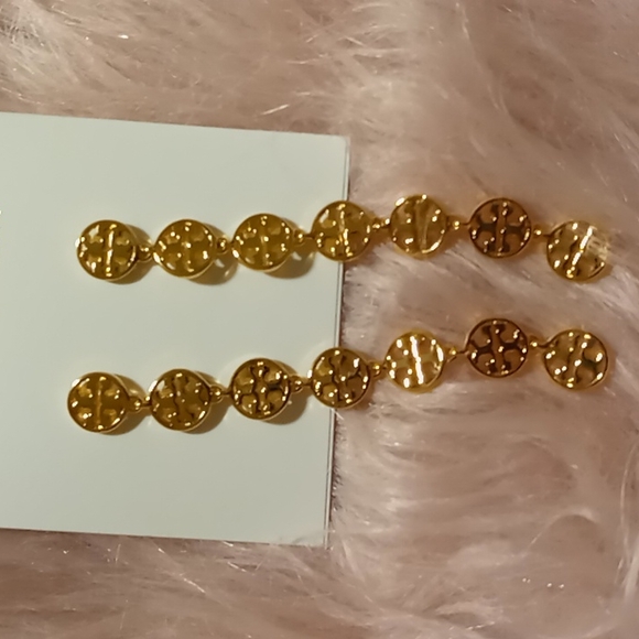NEW!! TORY BURCH LOGO LINEAR EARRINGS, Pierced! - Picture 3 of 9